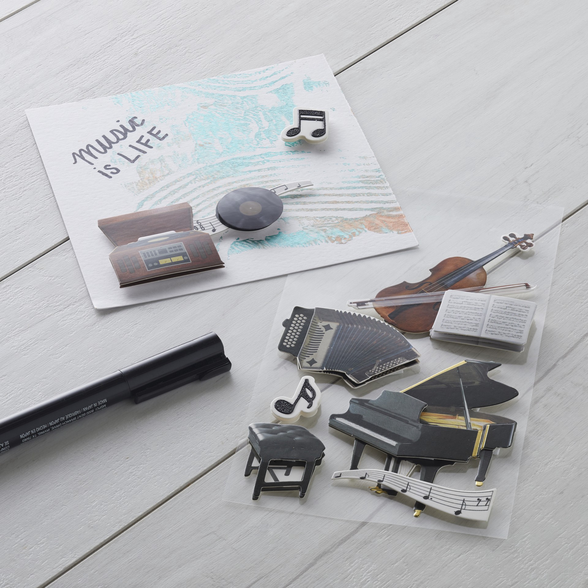 slide 2 of 5, Record Player Dimensional Stickers By Recollections, 3.875 in x 7 in