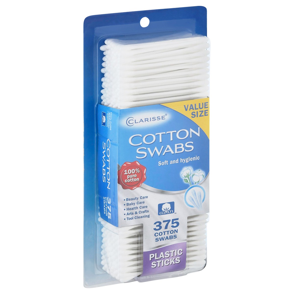 slide 2 of 9, Clarisse Value Size Plastic Sticks Soft and Hygienic Cotton Swabs 375 ea, 375 ct