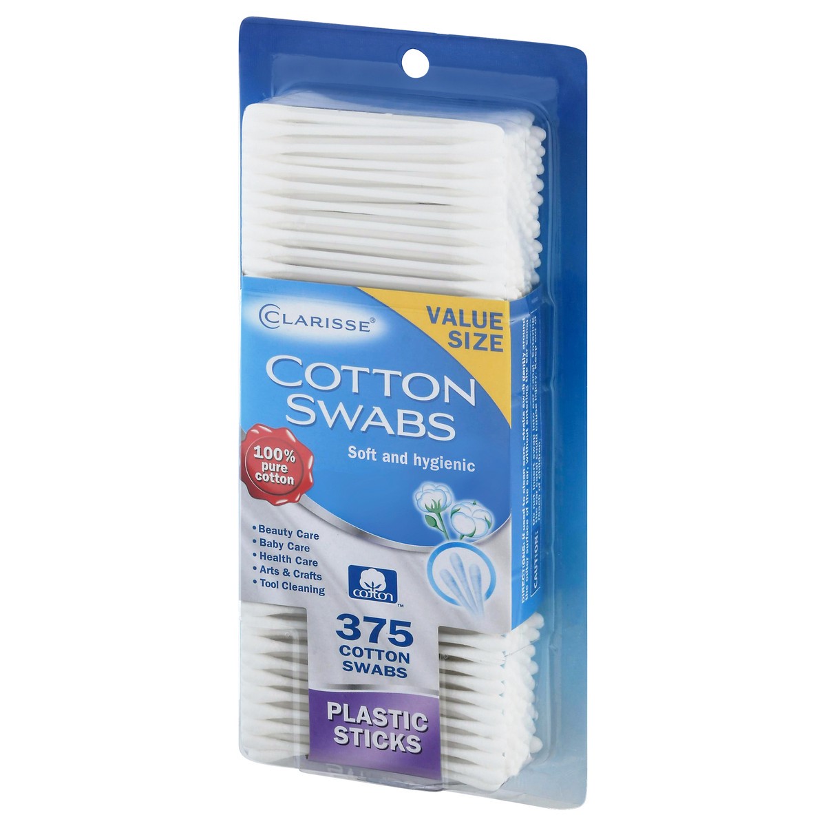 slide 3 of 9, Clarisse Value Size Plastic Sticks Soft and Hygienic Cotton Swabs 375 ea, 375 ct