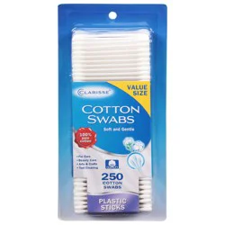Clarisse Value Size Plastic Sticks Cotton Swabs 250 ea