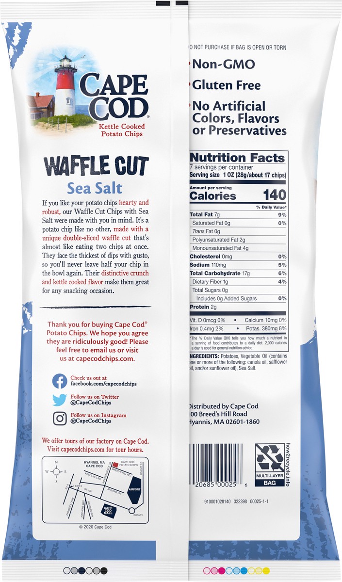 slide 9 of 12, Cape Cod Potato Chips, Waffle Cut Sea Salt Kettle Chips, 7 Oz, 7 oz