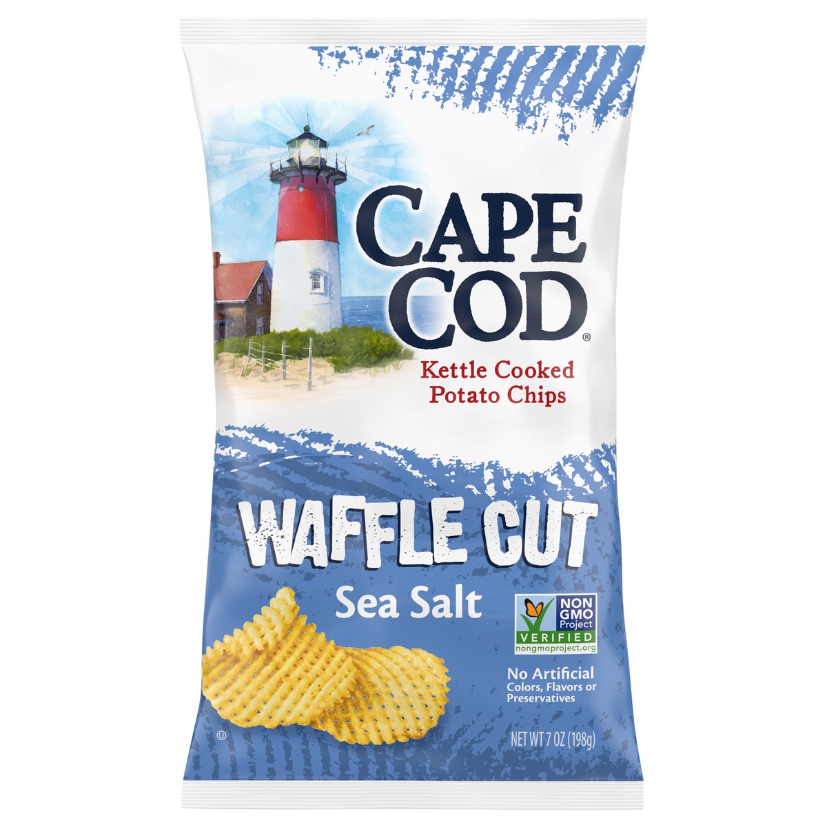 slide 1 of 12, Cape Cod Kettle Cooked Waffle Cut Sea Salt Potato Chips 7 oz, 7 oz