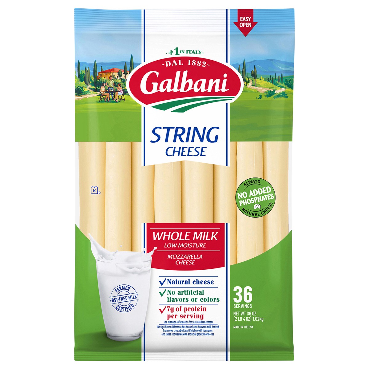 slide 1 of 7, Galbani Whole Milk Low Moisture Mozzarella String Cheese 36 oz, 36 oz