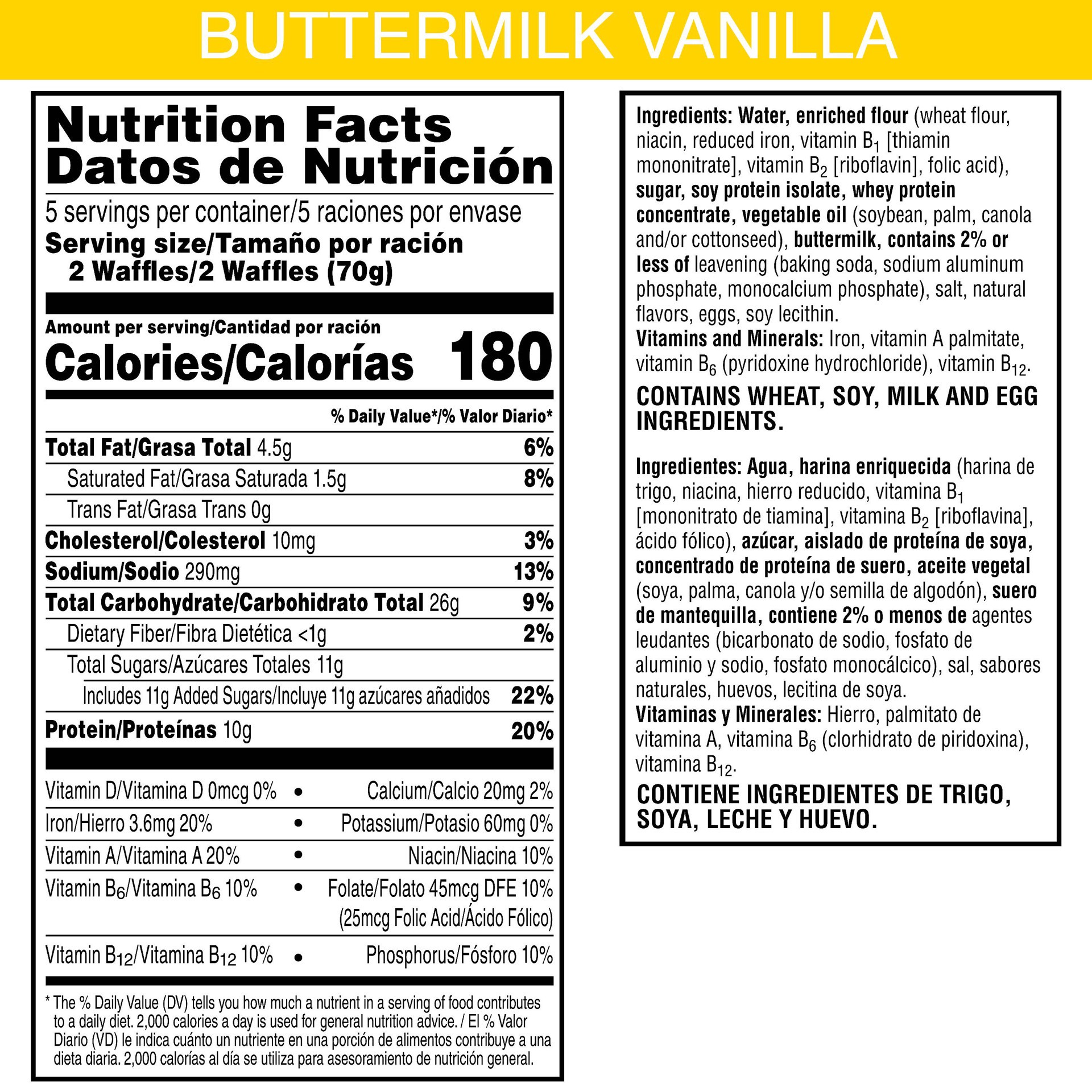 slide 5 of 7, Eggo Waffles Protein Buttermilk Vanilla 12.3oz, 10 ct