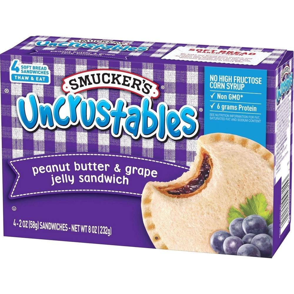 slide 3 of 4, Smucker's Uncrustables Peanut Butter & Grape Jelly Sandwich, 4 ct; 8 oz