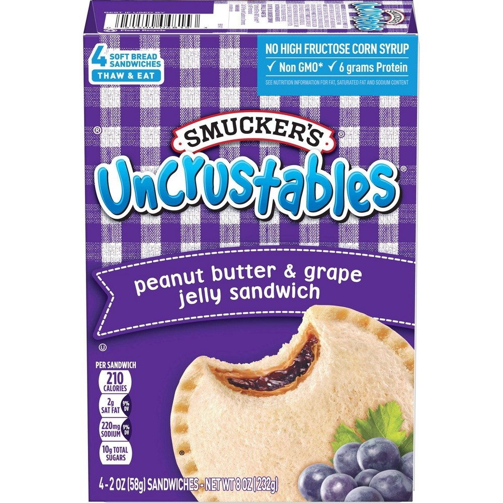 slide 4 of 4, Smucker's Uncrustables Peanut Butter & Grape Jelly Sandwich, 4 ct; 8 oz