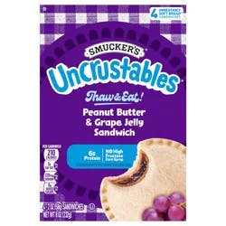 Smucker's Smucker’s Uncrustables Peanut Butter & Grape Jelly Sandwiches, 4 Count, 2 Oz. Each, Frozen
