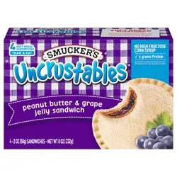 Smucker's Uncrustables Peanut Butter & Grape Jelly Sandwich, 4-Count Pack