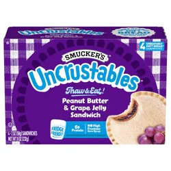 Smucker's Uncrustables Peanut Butter & Grape Jelly Sandwiches, 4 Count, 2 Oz. Each, Frozen