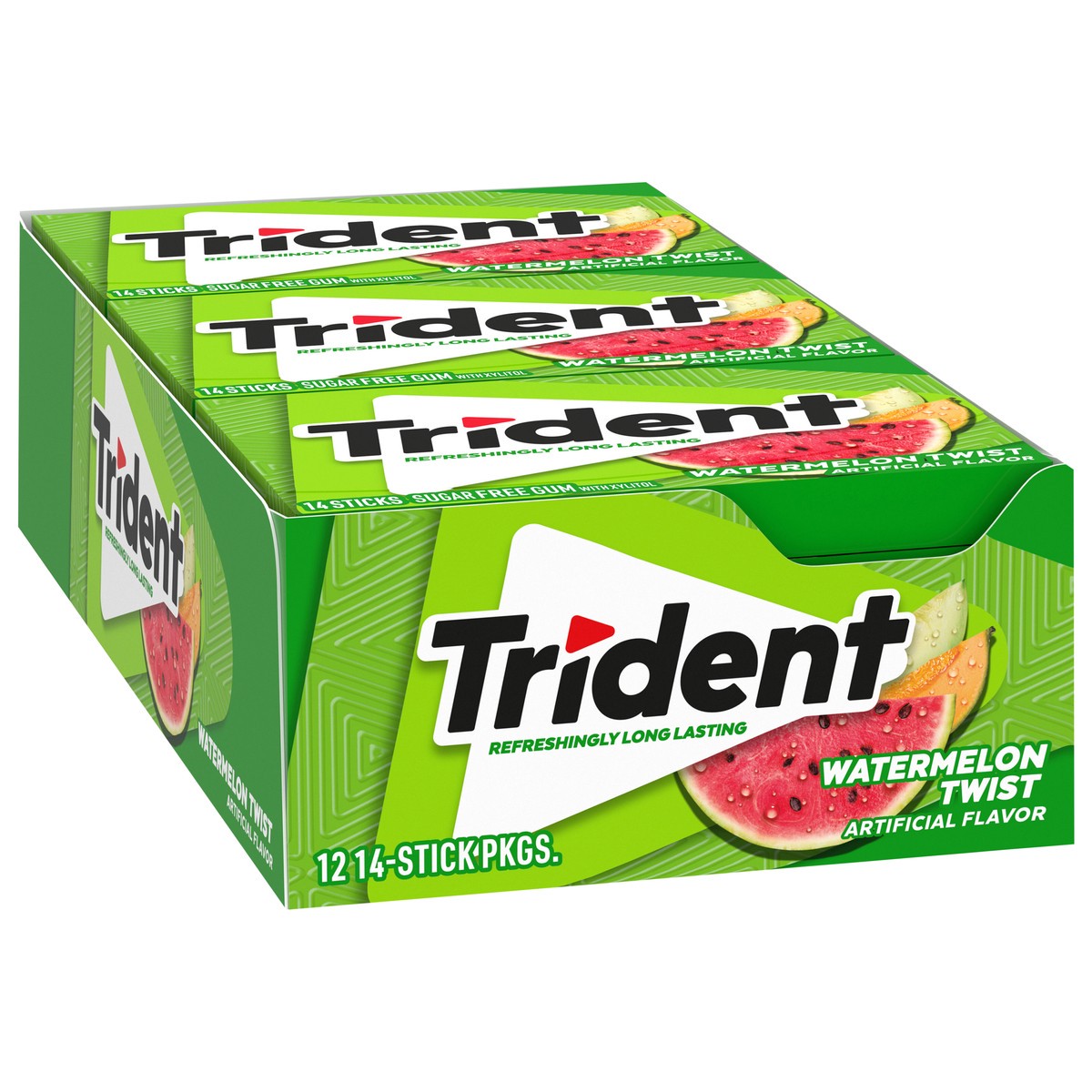 slide 9 of 9, Trident Watermelon Twist Sugar Free Gum, 12 Packs of 14 Pieces (168 Total Pieces), 0.71 lb