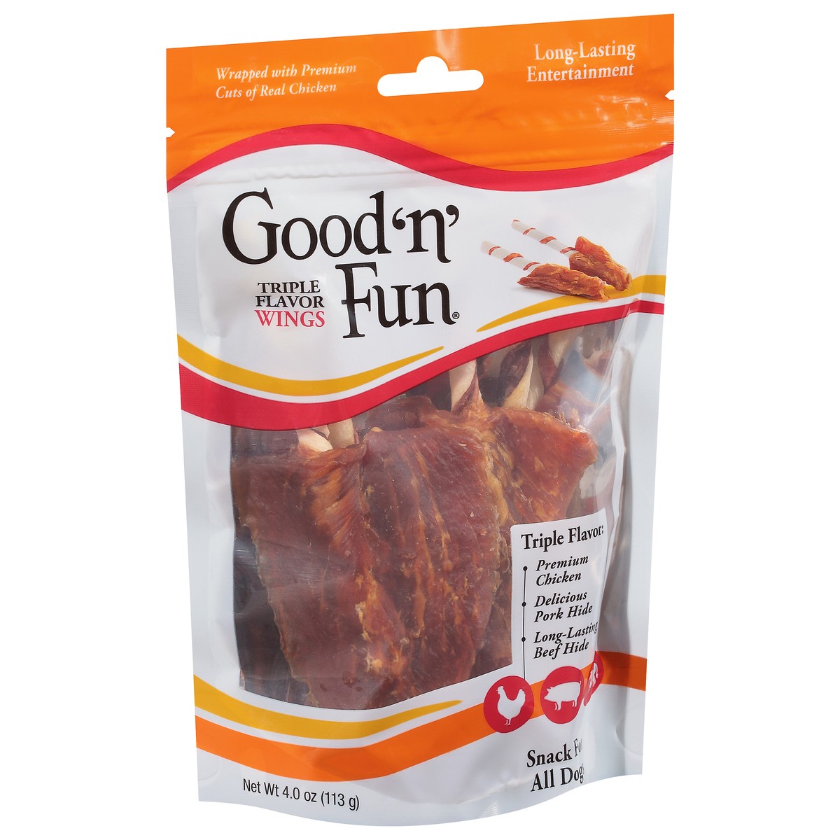 slide 8 of 9, Good 'n' Fun Wings Triple Flavor Snacks for All Dogs 4.0 oz, 4 oz