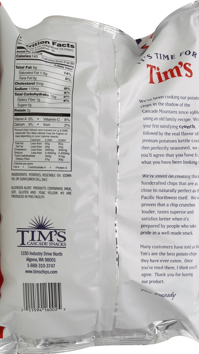 slide 2 of 7, Tim's Original Lightly Salted Potato Chips, 16 oz