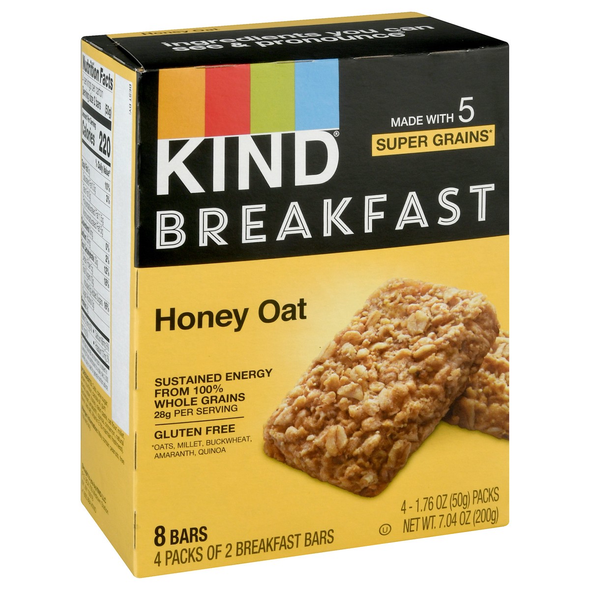 slide 2 of 9, Kind Honey Oat Breakfast Bar 8Ct, 7.1 oz