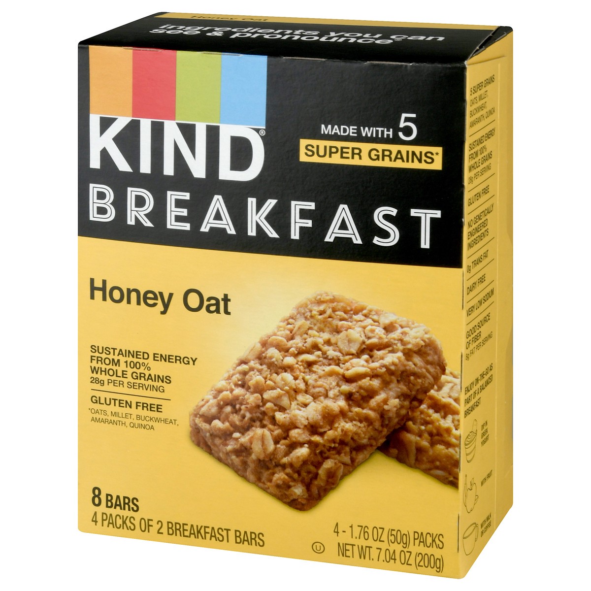 slide 3 of 9, Kind Honey Oat Breakfast Bar 8Ct, 7.1 oz
