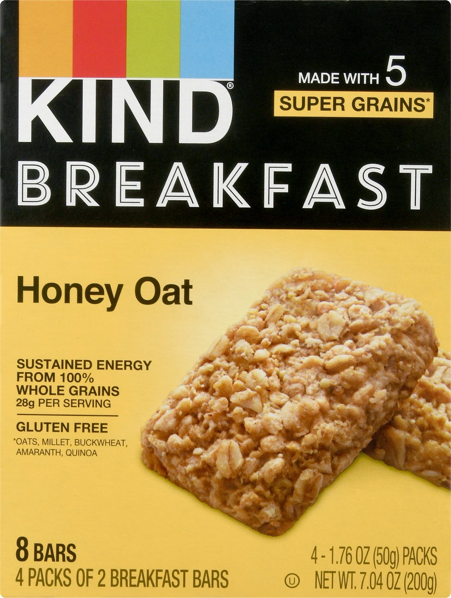 slide 6 of 9, Kind Honey Oat Breakfast Bar 8Ct, 7.1 oz