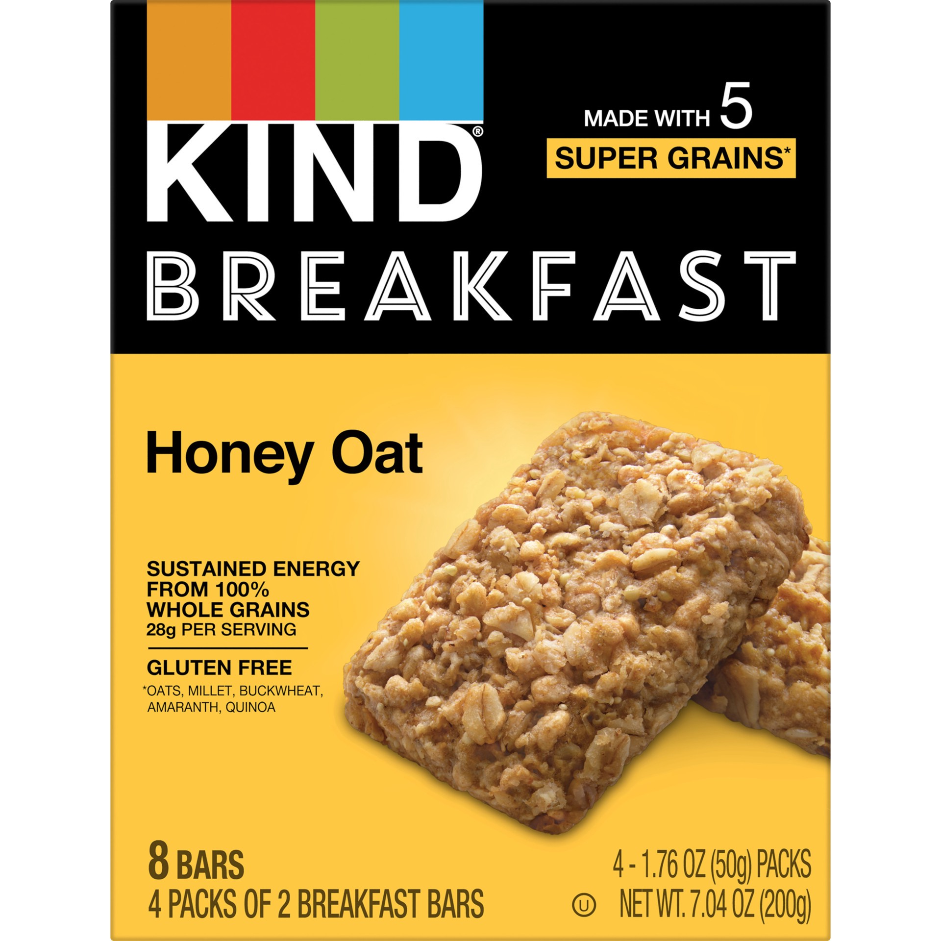 slide 1 of 9, Kind Honey Oat Breakfast Bar 8Ct, 7.1 oz