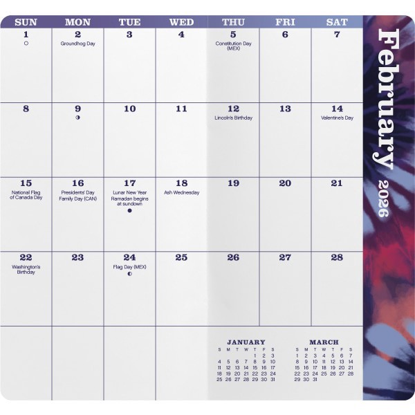slide 6 of 8, 2026-2027 DateWorks Monthly Pocket Planner, 3-1/2"" x 6-1/2"", Tie Dye, January 2026 To December 2027, 262025OD, 1 ct