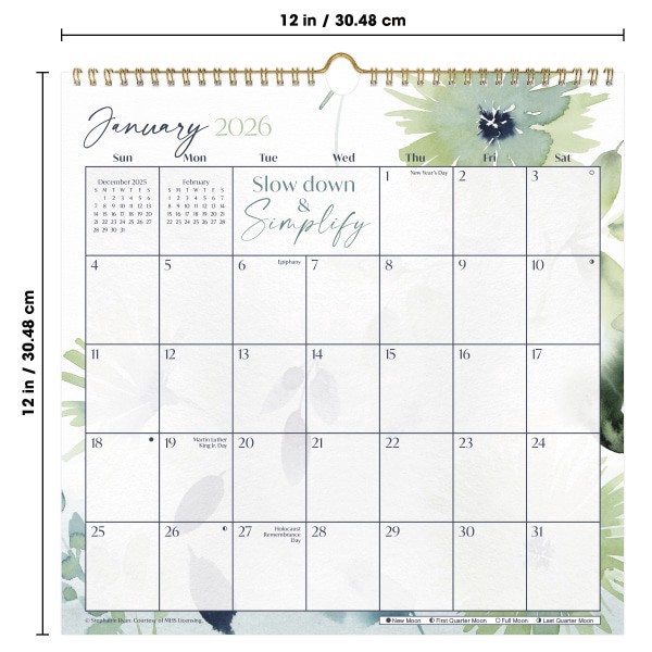 slide 2 of 5, 2026 DateWorks Spiral Wall Calendar, 12"" x 12"", Whisper Song, January To December, 269011OD, 1 ct