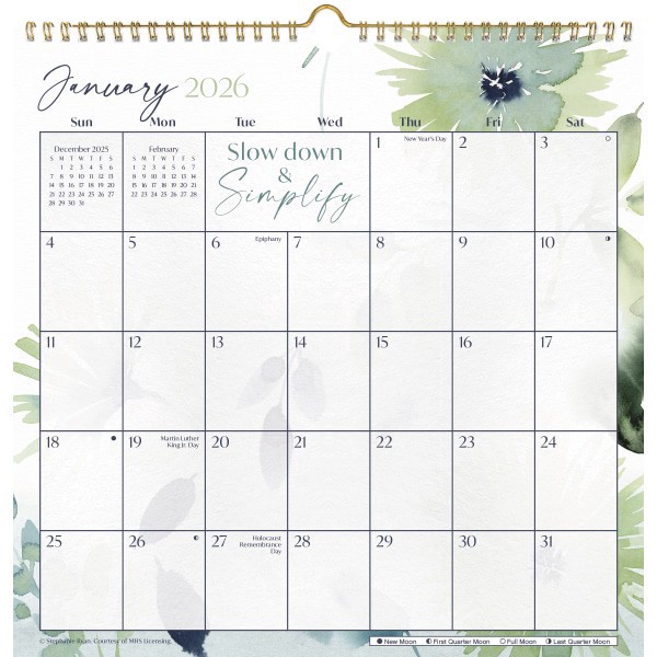 slide 5 of 5, 2026 DateWorks Spiral Wall Calendar, 12"" x 12"", Whisper Song, January To December, 269011OD, 1 ct
