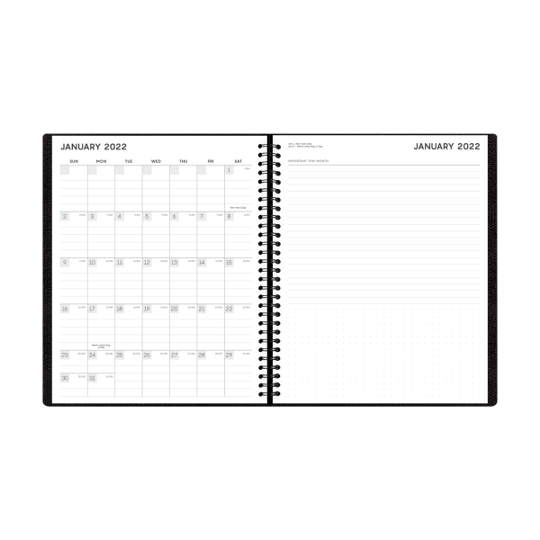 slide 3 of 5, Blue Sky Aligned Weekly/Monthly Planner, 7'' X 8-3/4'', Black, January To December 2022, 123850, 1 ct