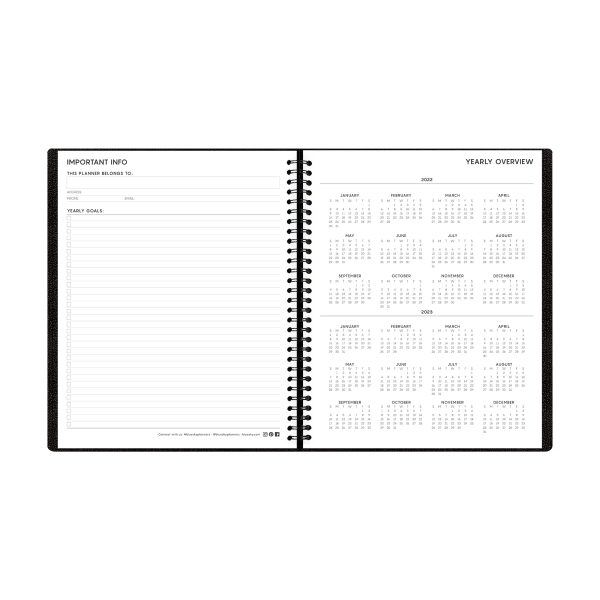 slide 4 of 5, Blue Sky Aligned Weekly/Monthly Planner, 7'' X 8-3/4'', Black, January To December 2022, 123850, 1 ct