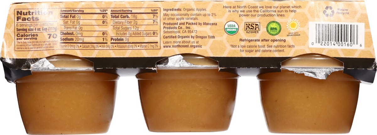 slide 6 of 13, North Coast Organic Apple Sauce 6 - 4 oz Cups, 