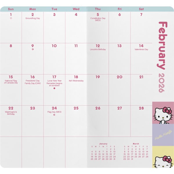 slide 4 of 8, 2026-2027 DateWorks Monthly Pocket Planner, 3-1/2"" x 6-1/2"", Hello Kitty, January 2026 To December 2027, 262074OD, 1 ct