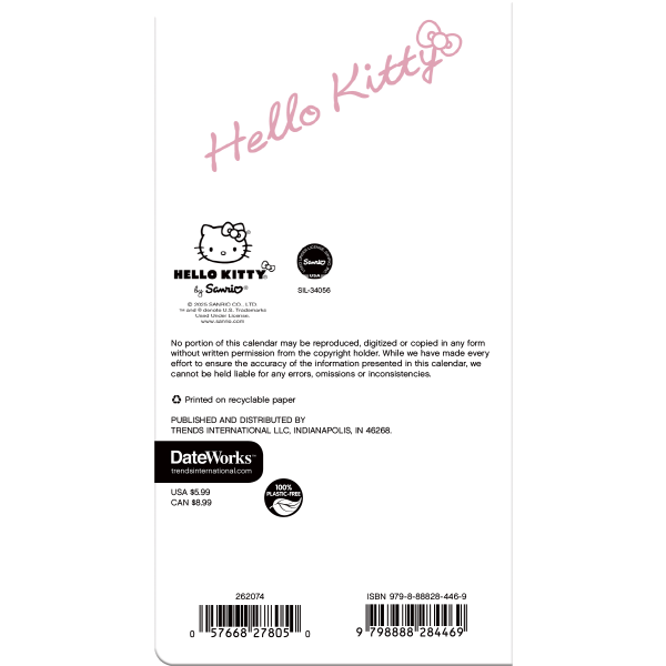 slide 8 of 8, 2026-2027 DateWorks Monthly Pocket Planner, 3-1/2"" x 6-1/2"", Hello Kitty, January 2026 To December 2027, 262074OD, 1 ct