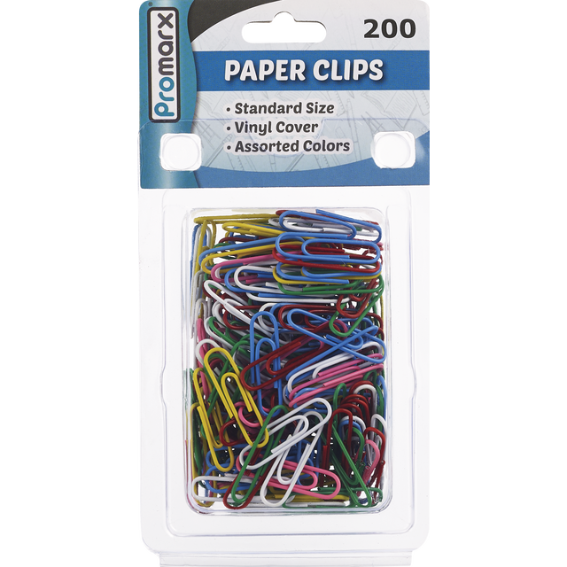 slide 1 of 1, PROMARX 200Ct Color Vinyl Paper Clips, 200 ct