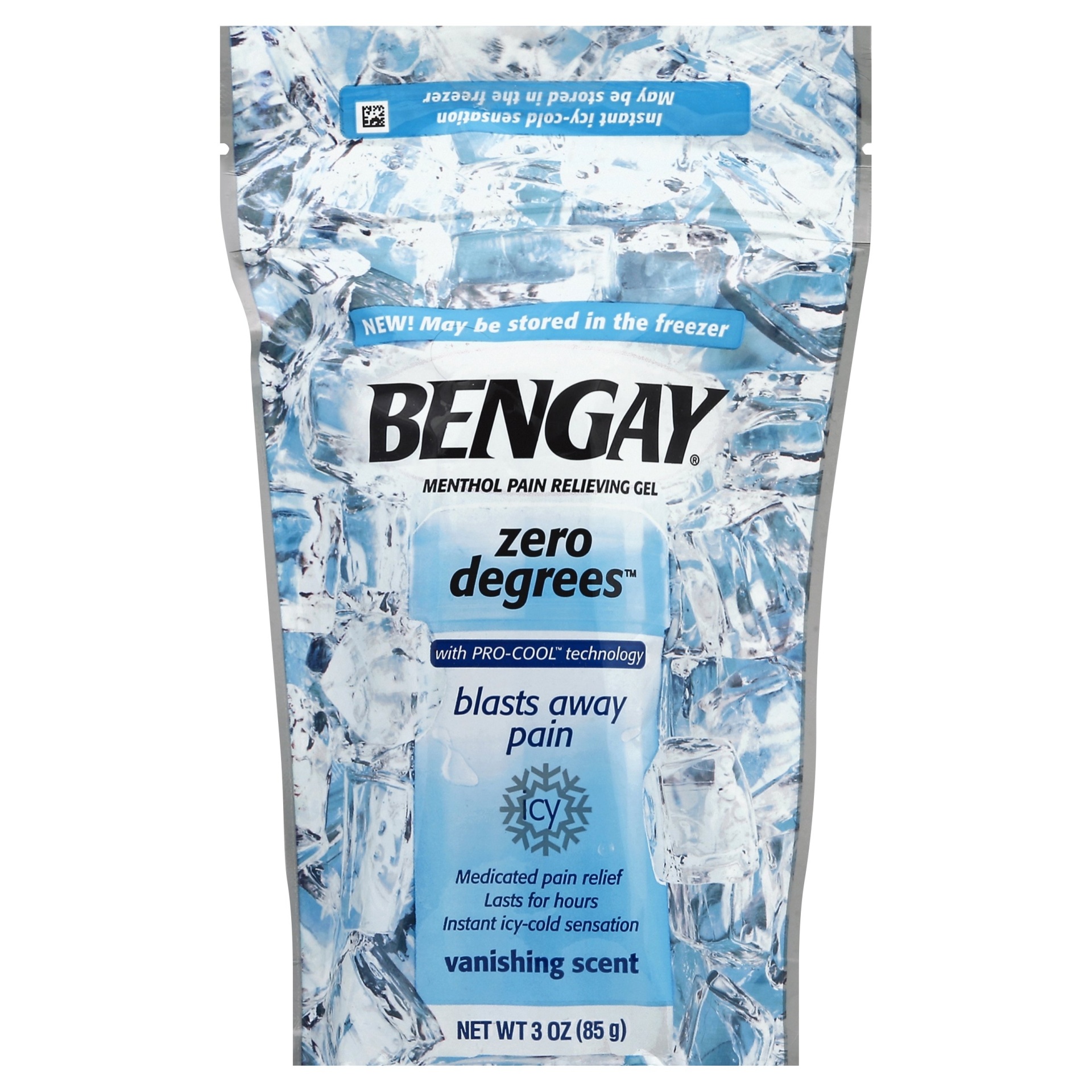 slide 1 of 6, BENGAY Zero Degrees Vanishing Scent Menthol Pain Relieving Gel, 3 oz
