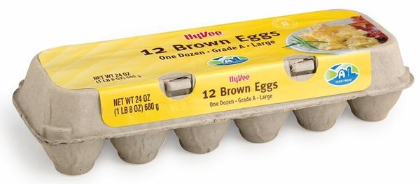 slide 1 of 1, Hy-Vee Grade A Large Brown Eggs, 12 ct