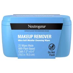 Neutrogena Makeup Remover Wipes, Daily Facial Cleanser Towelettes, Gently Removes Oil & Makeup, Alcohol-Free Makeup Wipes, 25 Count + Vanity Case