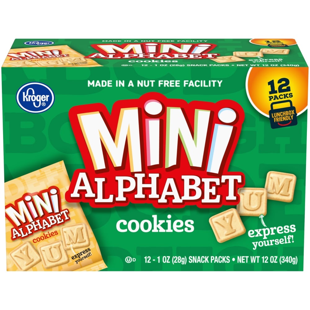 slide 1 of 1, Kroger Mini Alphabet Cookies Multipack, 12 in