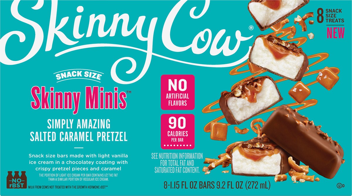 slide 7 of 8, Skinny Cow Salted Caramel Pretzel Mini Light Ice Cream Bars, 9.2 fl oz