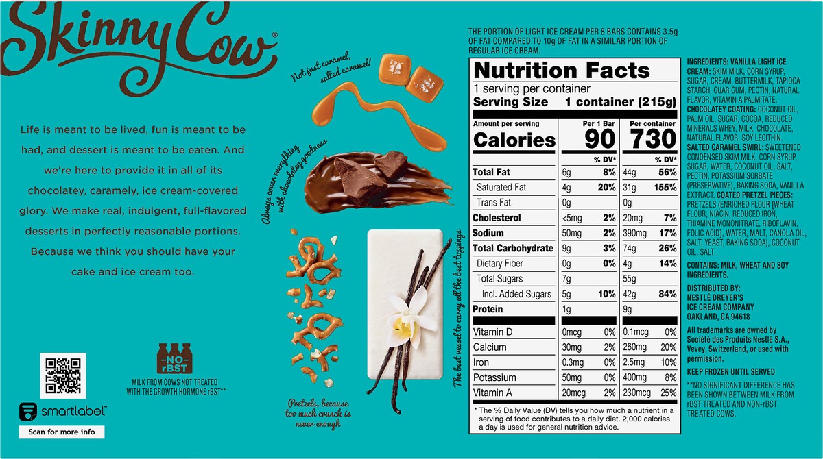 slide 8 of 8, Skinny Cow Salted Caramel Pretzel Mini Light Ice Cream Bars, 9.2 fl oz