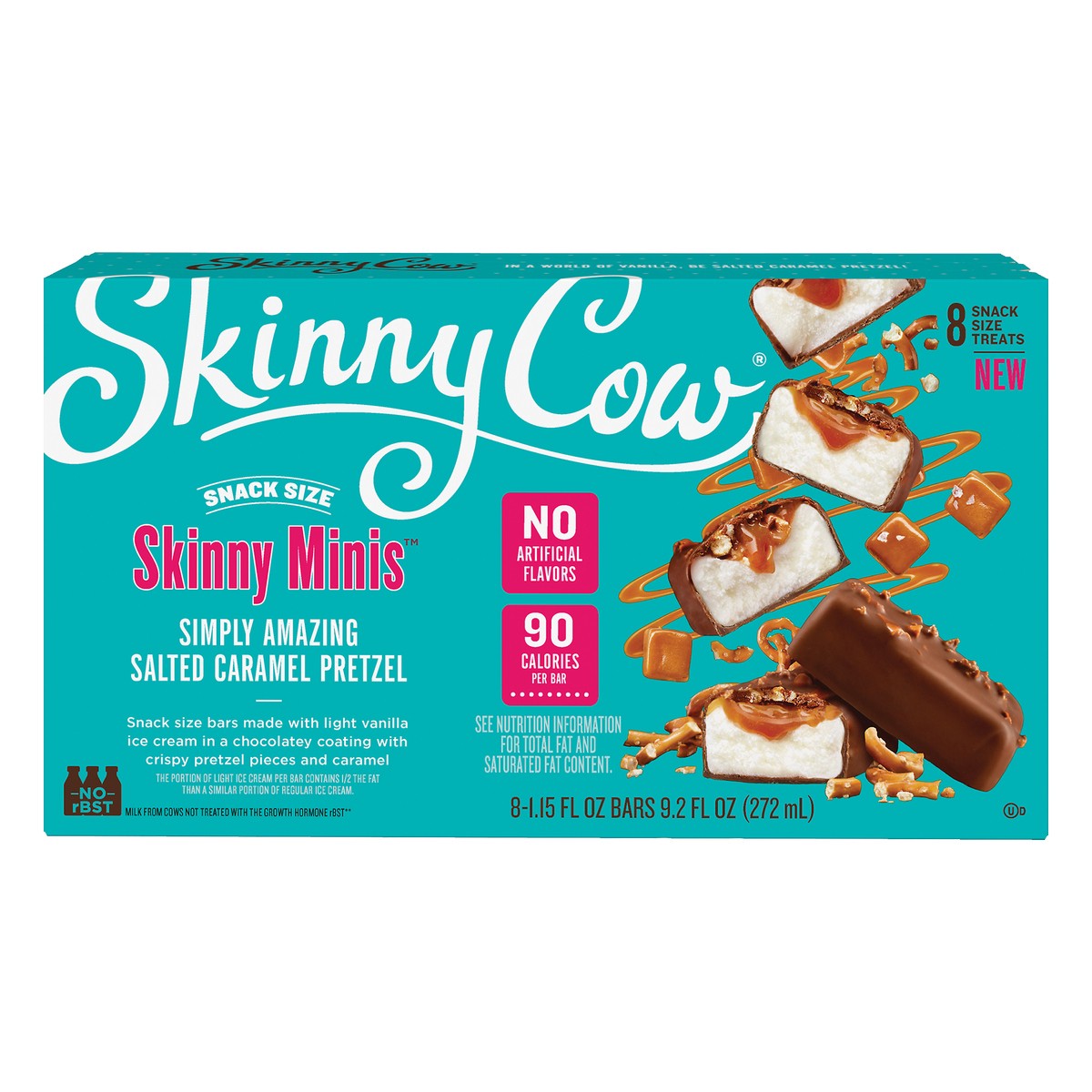 slide 1 of 8, Skinny Cow Salted Caramel Pretzel Mini Light Ice Cream Bars, 9.2 fl oz