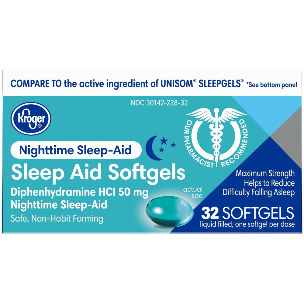 slide 6 of 6, Kroger Maximum Strength Nighttime Sleep-Aid Liquid Filled Softgels, 32 ct