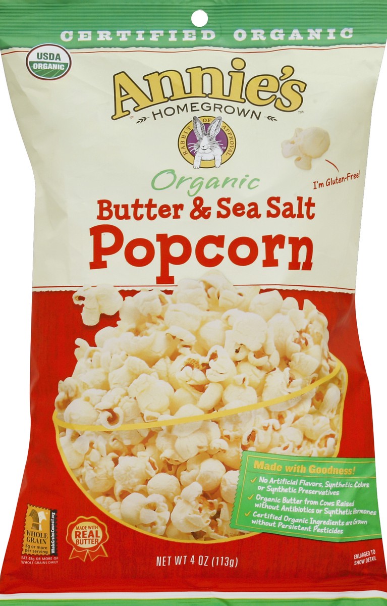 slide 5 of 5, Annie's Butter & Sea Salt Popcorn, 4 oz