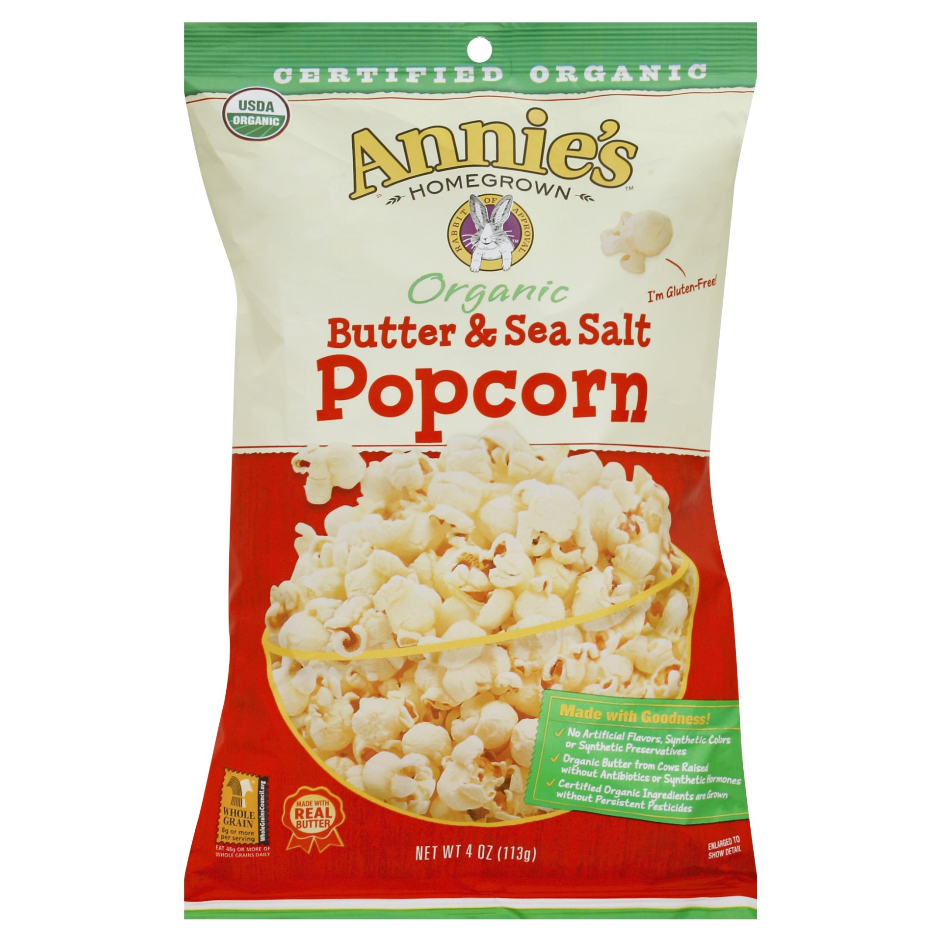 slide 1 of 5, Annie's Butter & Sea Salt Popcorn, 4 oz