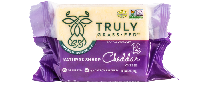 slide 1 of 1, Truly Grass Fed Cheese, Natural, Sharp Cheddar, 7 oz