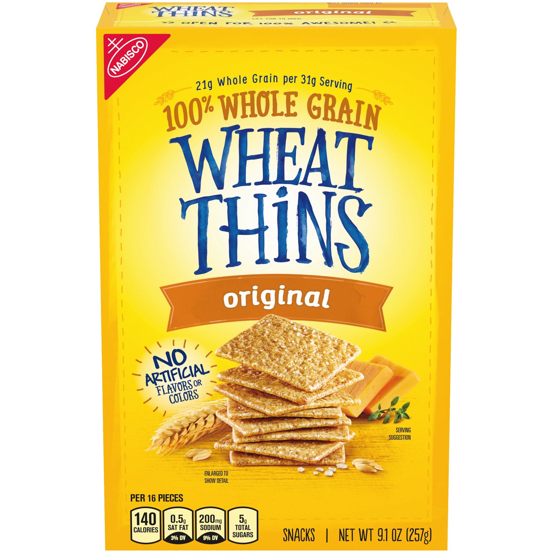 slide 1 of 9, Wheat Thins Original Whole Grain Wheat Crackers, 9.1 oz, 9.1 oz