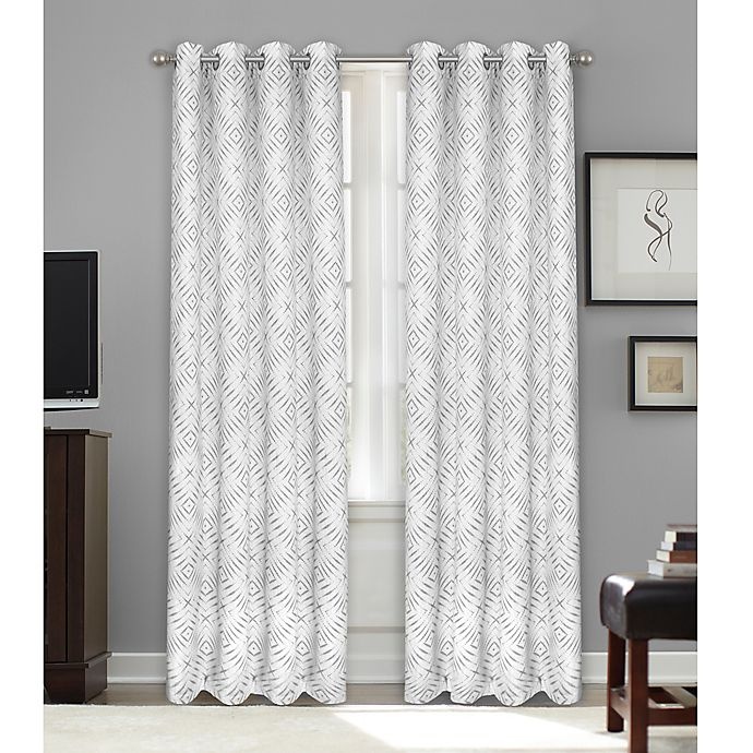 slide 1 of 1, Colordrift Bastille Geometric Grommet 100% Blackout Window Curtain Panel - Grey, 84 in