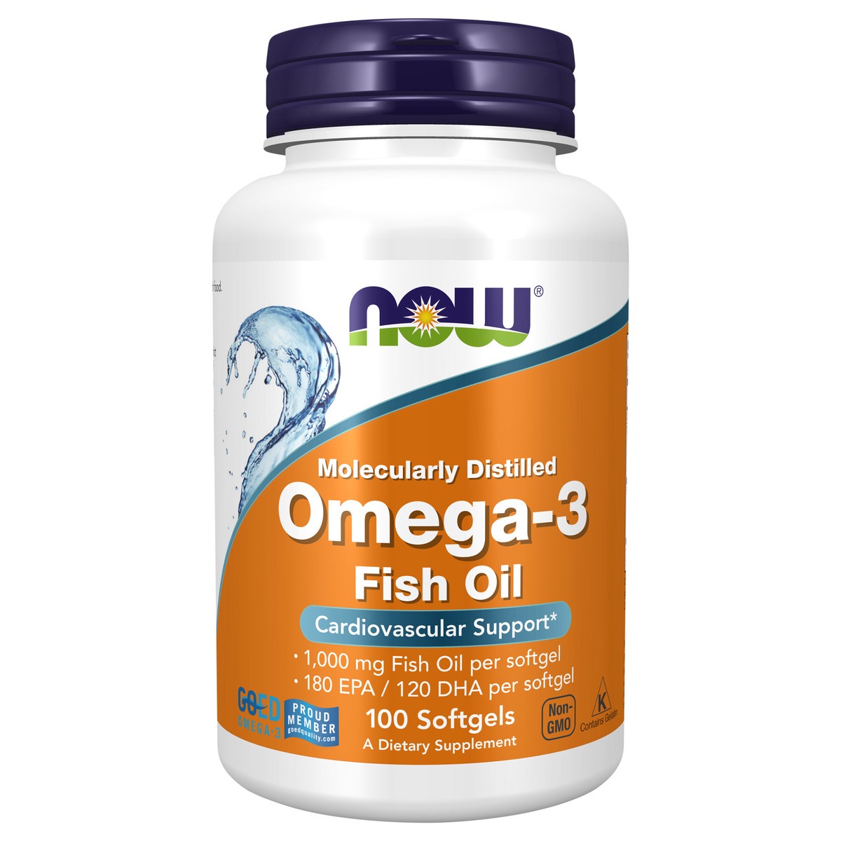 slide 1 of 3, NOW Supplements, Omega-3 180 EPA / 120 DHA, Molecularly Distilled, Cardiovascular Support*, 100 Softgels, 100 ct; 1000 mg