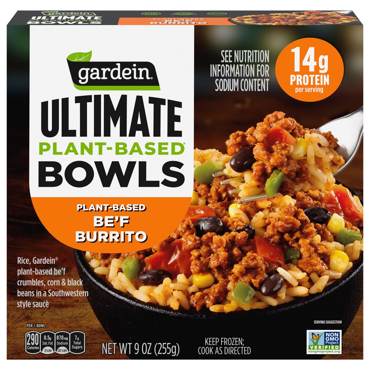 slide 1 of 4, Gardein Ultimate Plant-Based Be'f Burrito Bowls 9 oz, 9 oz