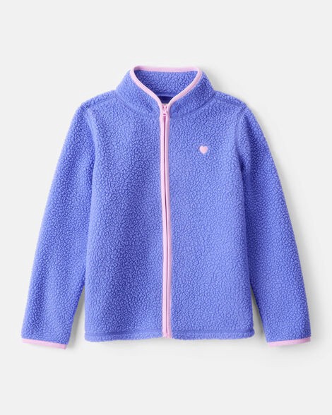 slide 1 of 3, Oshkosh Girls Microfleece Long-Sleeve Zip-Up Jacket - Blue Blue 5, 1 ct