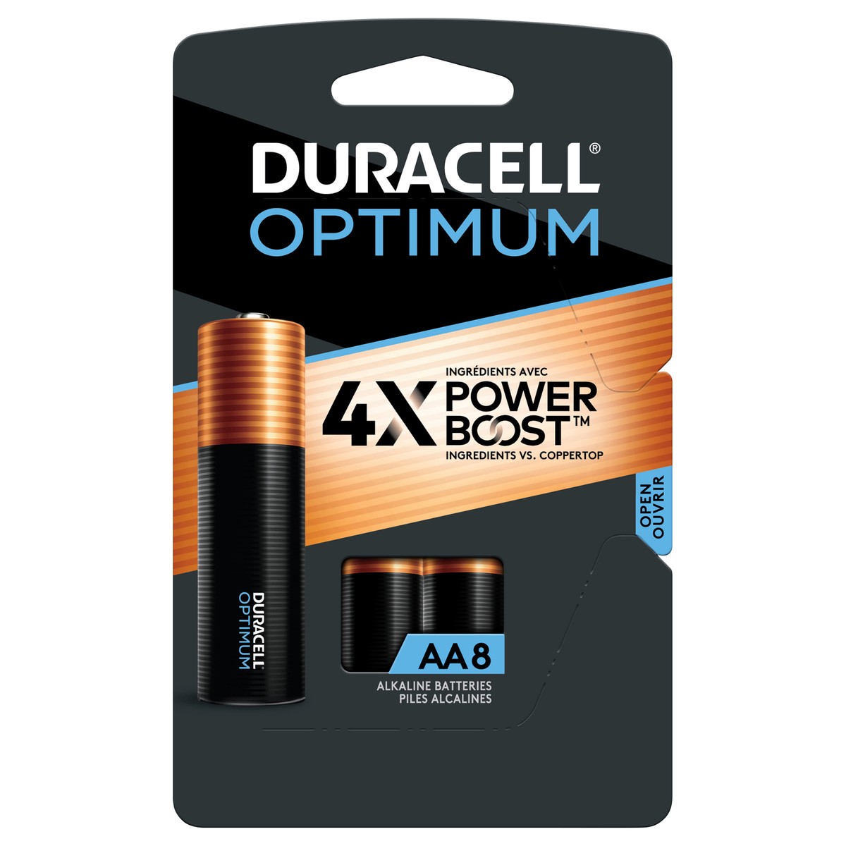 slide 1 of 4, Duracell Optimum Alkaline Batteries, 1.5V AA, 8/Pack, 8 ct