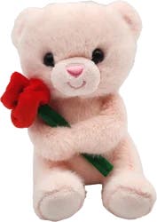 Holiday Home 7-Inch Plush Bear with Rose - Light Pink