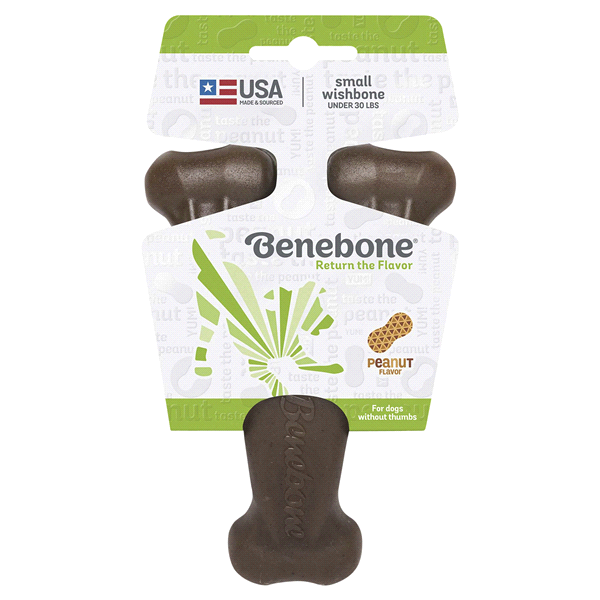 slide 1 of 1, Benebone Peanut Butter Mini Wishbone Chew Toy, 1 ct