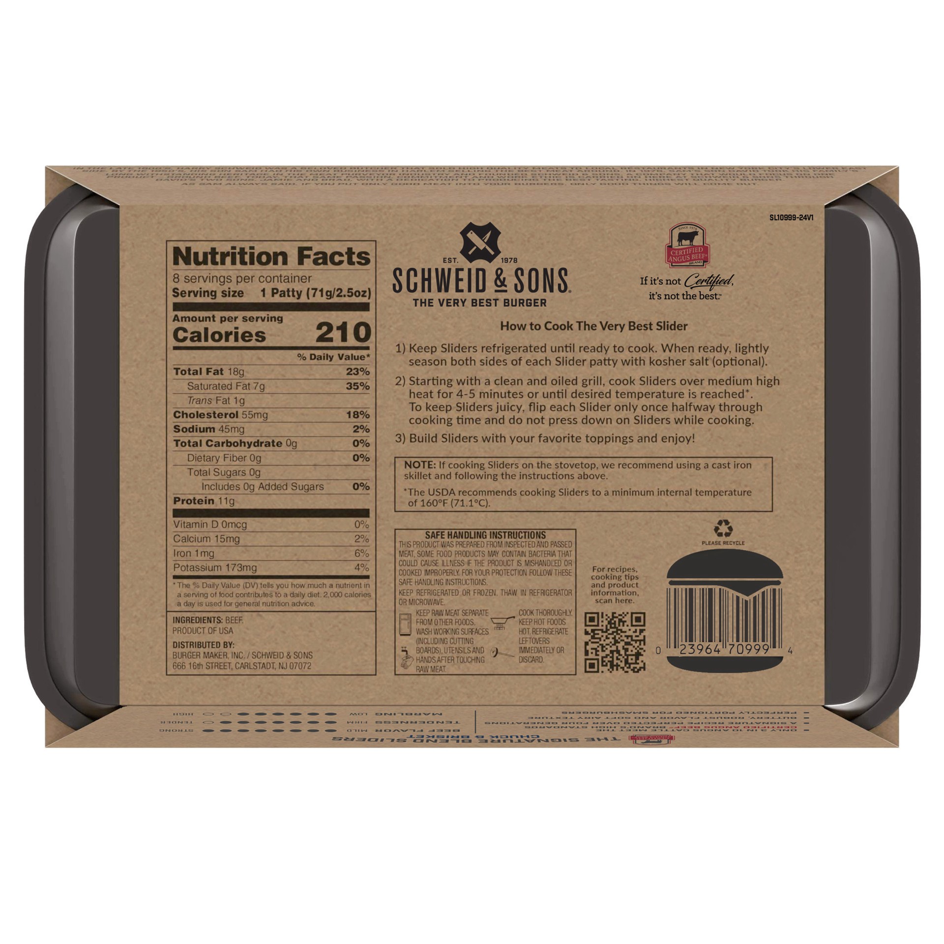 slide 2 of 8, Schweid & Sons Certified Angus Beef The Signature Blend 2.5 oz Sliders, 2.5 oz