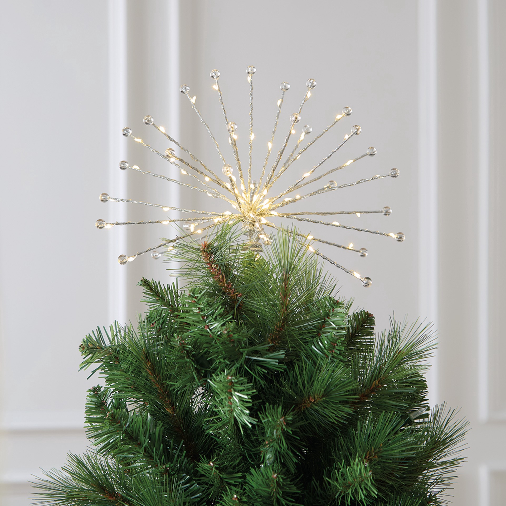 slide 2 of 4, 12" Silver Sunburst Lighted Tree Topper By Ashland, 12 in